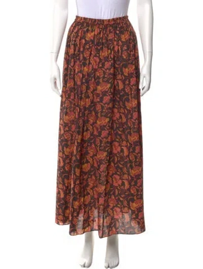 Pre-owned Matteau Floral Print Midi Length Skirt In Red