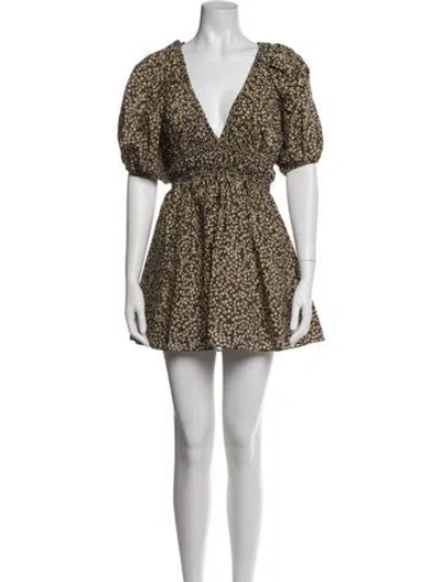 Pre-owned Matteau Floral Print Mini Dress In Black