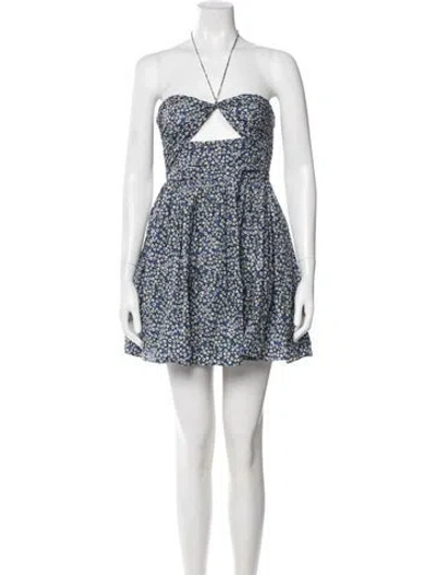 Pre-owned Matteau Floral Print Mini Dress In Blue