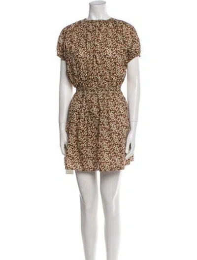 Pre-owned Matteau Floral Print Mini Dress In Brown