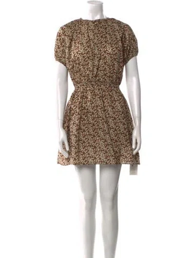 Pre-owned Matteau Floral Print Mini Dress In Brown