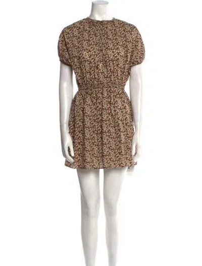 Pre-owned Matteau Floral Print Mini Dress In Brown