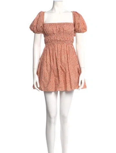 Pre-owned Matteau Floral Print Mini Dress In Orange