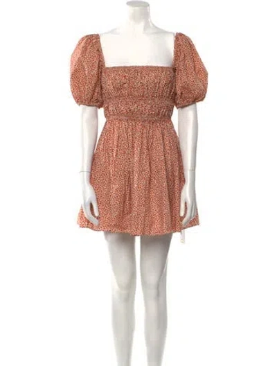 Pre-owned Matteau Floral Print Mini Dress In Orange
