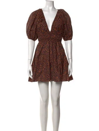 Pre-owned Matteau Floral Print Mini Dress In Purple