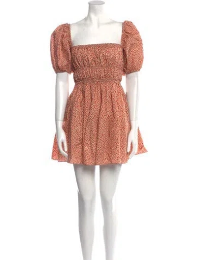 Pre-owned Matteau Floral Print Mini Dress W/ Tags In Orange