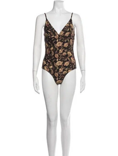 Pre-owned Matteau Floral Print One-piece In White