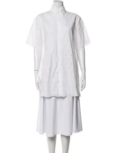 Pre-owned Matteau Floral Print Short Sleeve Top In White