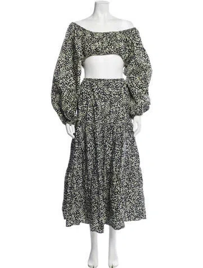 Pre-owned Matteau Floral Print Skirt Set In Black