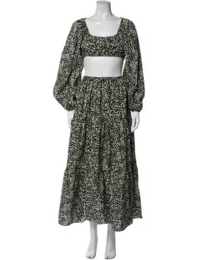 Pre-owned Matteau Floral Print Skirt Set In Black