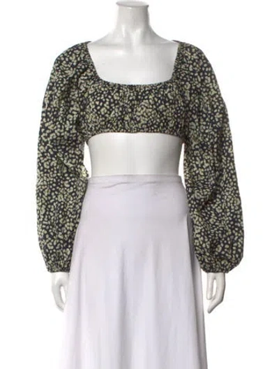 Pre-owned Matteau Floral Print Square Neckline Crop Top In Multicolor