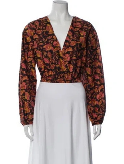 Pre-owned Matteau Floral Print V-neck Top In Multi
