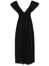 Matteau Flutter-sleeves Midi Dress In Black