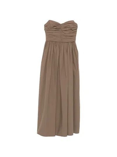 Matteau Gathered Bodice Dress In Brown