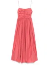 Matteau Gathered Organic Cotton And Silk-blend Midi Dress In Pink