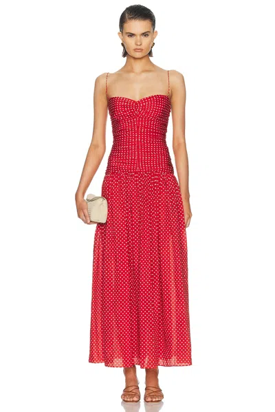 Matteau Gathered Drop Waist Dress In Red