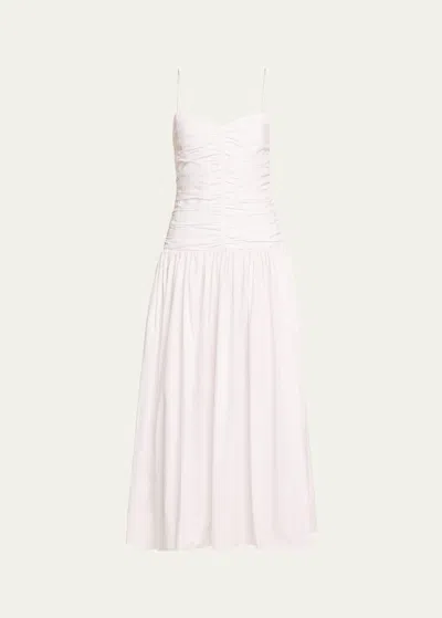 MATTEAU GATHERED DROP-WAIST MIDI DRESS