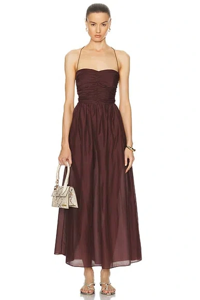 Matteau Gathered Lace Up Dress In Burgundy