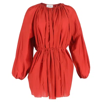 Matteau Gathered Mini Dress In Red Organic Cotton And Silk