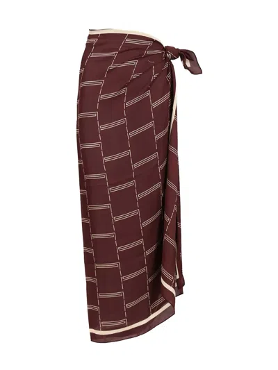 Matteau Silk Sarong Skirts Bordeaux In Animal Print