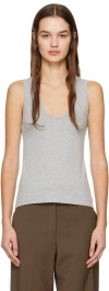 Matteau Gray Deep U Tank Top In Heather Grey