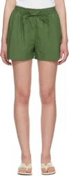 Matteau Organic Cotton Drawstring Shorts In Green