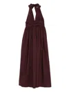 Matteau Gathered Organic Cotton-poplin Halterneck Maxi Dress In Purple
