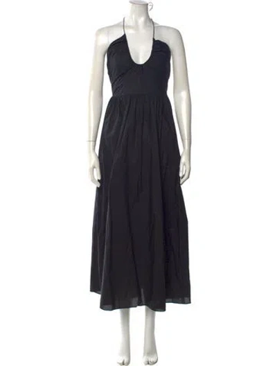 Pre-owned Matteau Halterneck Long Dress In Black