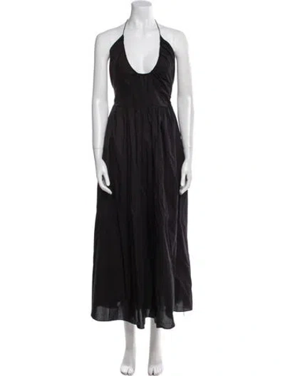 Pre-owned Matteau Halterneck Long Dress In Black