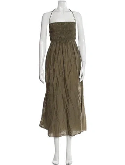 Pre-owned Matteau Halterneck Long Dress In Green