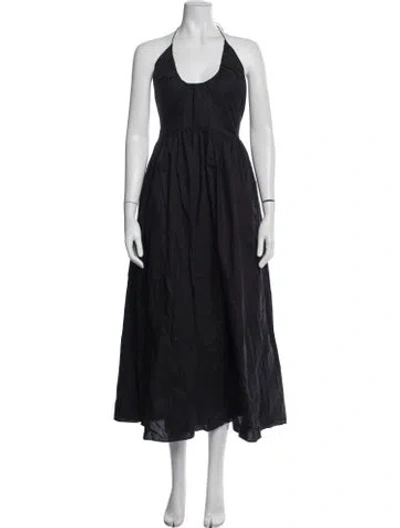 Pre-owned Matteau Halterneck Midi Length Dress In Blue