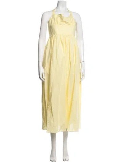 Pre-owned Matteau Halterneck Midi Length Dress In Yellow