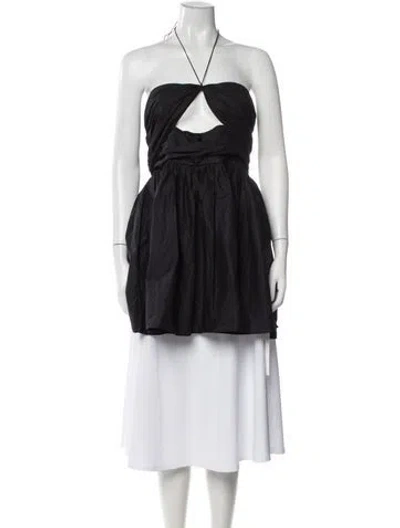 Pre-owned Matteau Halterneck Sleeveless Crop Top In Black