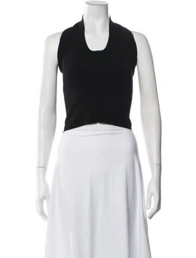 Pre-owned Matteau Halterneck Sleeveless Crop Top In Black