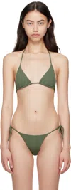 Matteau Khaki String Triangle Bikini Top In Green