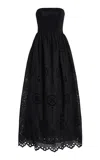 Matteau Knit And Broderie Anglaise Cotton Midi Dress In Black