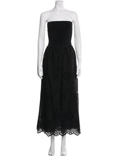 Pre-owned Matteau Lace Pattern Long Dress In Black