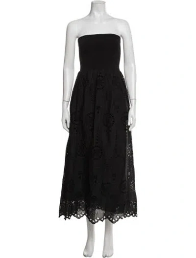 Pre-owned Matteau Lace Pattern Long Dress In Black
