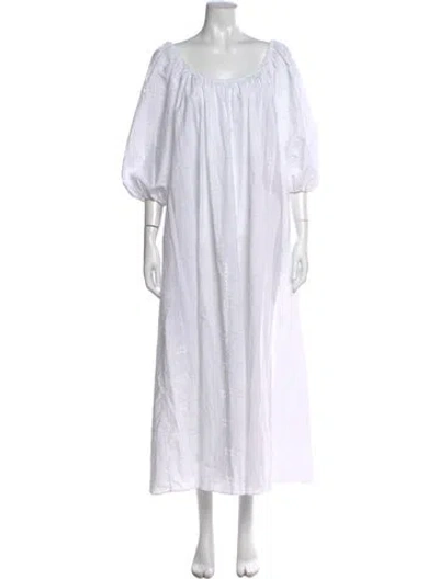 Pre-owned Matteau Lace Pattern Long Dress In White