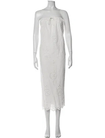 Pre-owned Matteau Lace Pattern Long Dress In White
