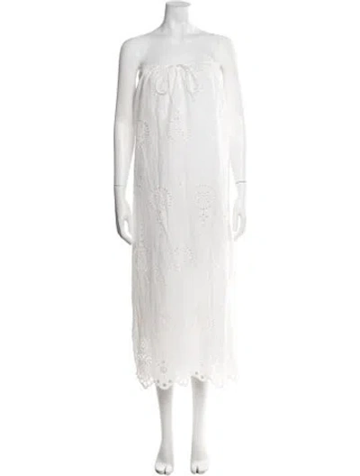 Pre-owned Matteau Lace Pattern Long Dress In White