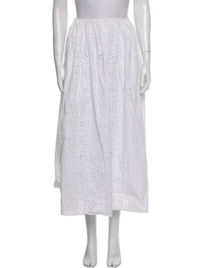 Pre-owned Matteau Lace Pattern Midi Length Skirt In White