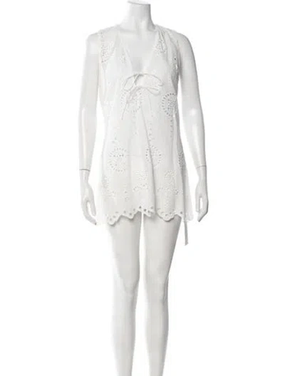 Pre-owned Matteau Lace Pattern Mini Dress In White