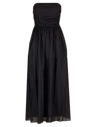 Matteau Lace-up Organic Cotton Maxi Dress In Black