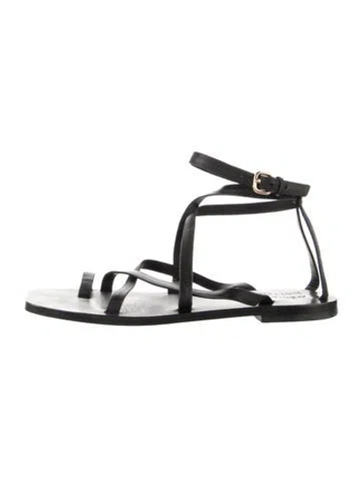 Pre-owned Matteau Leather Gladiator Sandals In Black