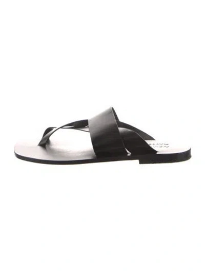 Pre-owned Matteau Leather Slides In Black