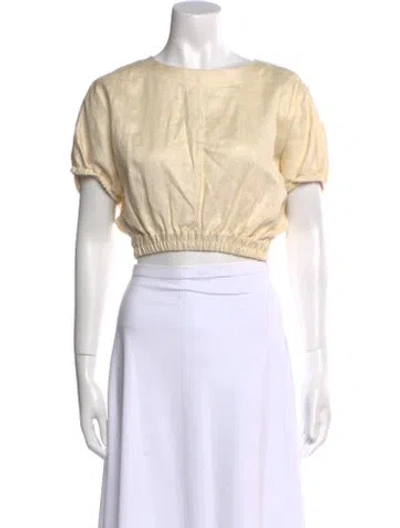 Pre-owned Matteau Linen Bateau Neckline Crop Top In Neutral