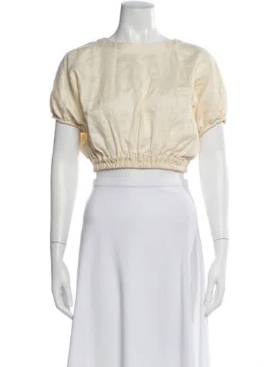 Pre-owned Matteau Linen Crew Neck Crop Top In Neutral