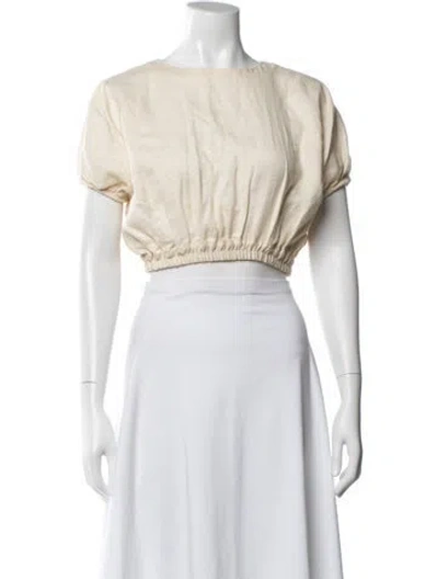 Pre-owned Matteau Linen Crew Neck Crop Top In White