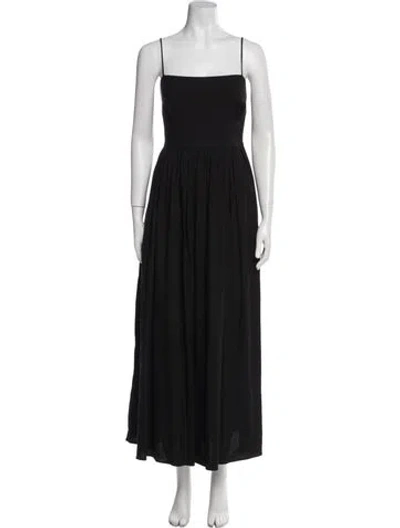 Pre-owned Matteau Linen Long Dress In Black